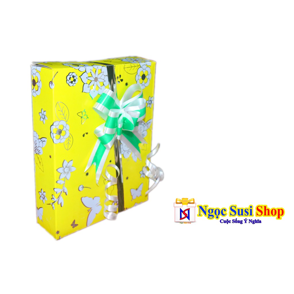 Combo 20 hộp quà xếp sẵn bọc giấy kiếng bông chữ nhật 24cm - vpp brendo
