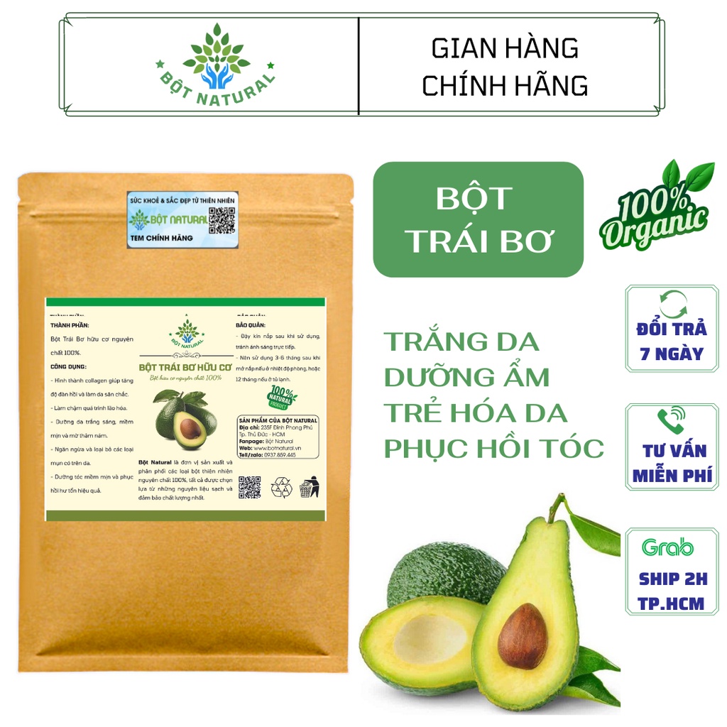 Bột bơ sấy lạnh - bột trái bơ nguyên chất 100% 1 kg | Bột Natural