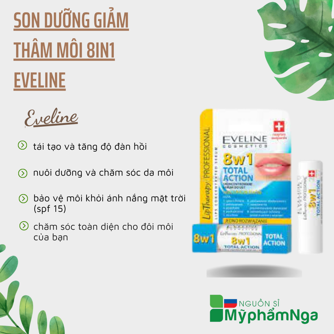 Son dưỡng giảm thâm môi 8in1 Eveline - Son dưỡng Eveline 8in1