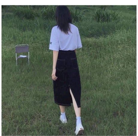 Chân váy jean đen dáng dài chỉ nổi - MV32