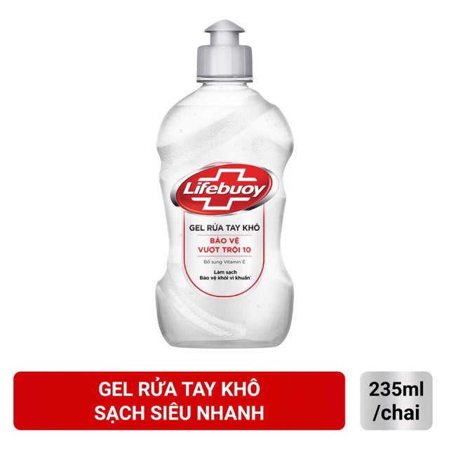 Combo 10 chai gel rửa tay khô lifebuoy 235ml chai nắp