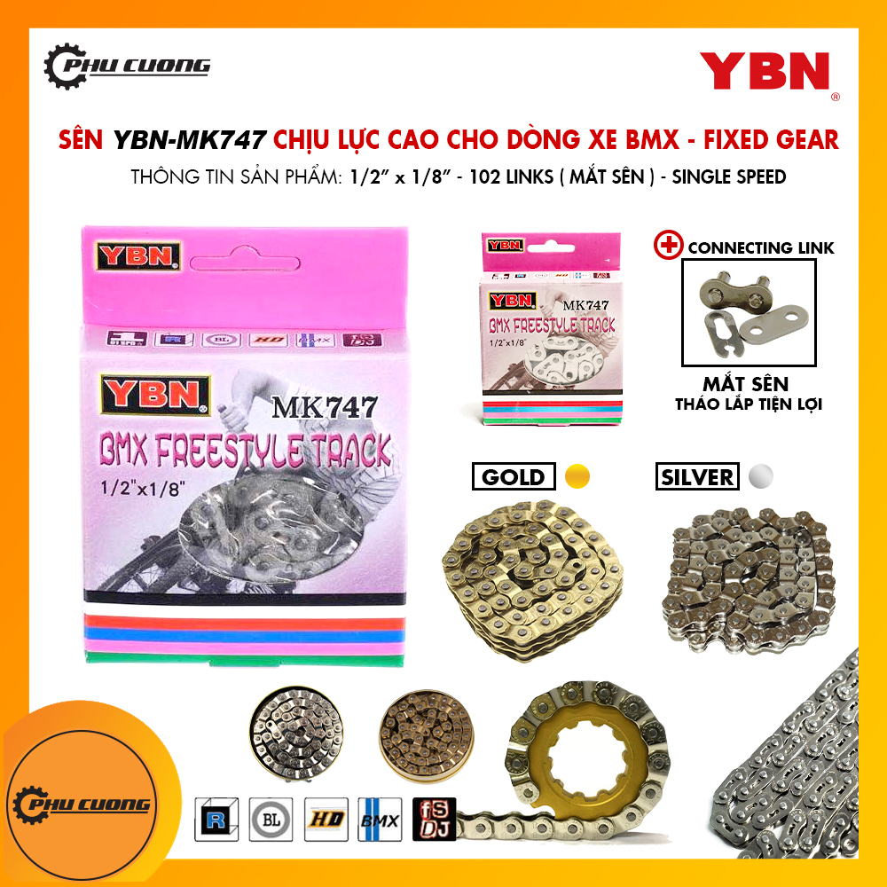 Sên yaban - ybn mk747 chịu lực cao, siêu bền bỉ cho dòng xe bmx & fixed gear