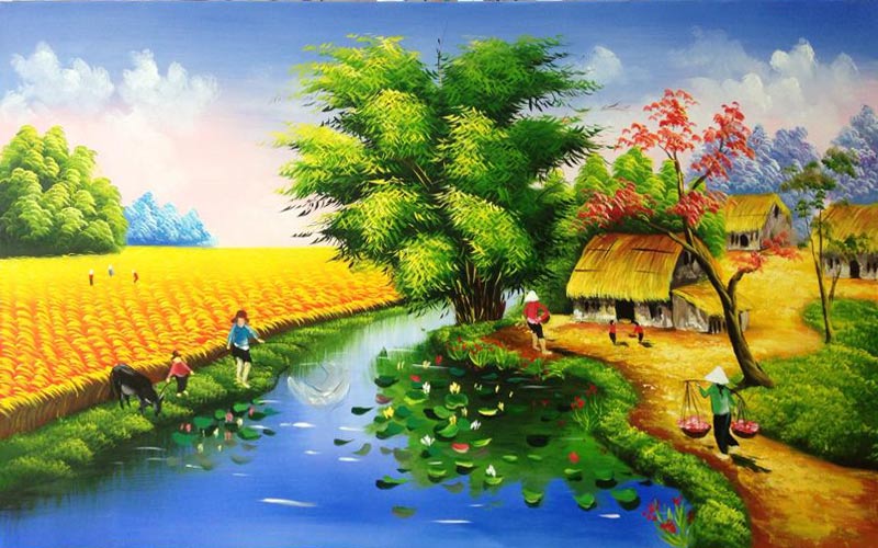 Tranh gạch 3d phong cảnh cánh đồng lúa sẽ khiến bạn ngỡ ngàng với kỹ thuật 3d mà tranh được thiết kế. Bức tranh đầy sáng tạo và sống động mang tới cái nhìn tự nhiên, tuyệt đẹp về vùng đồng quê Việt Nam.