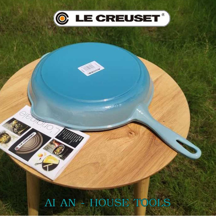 [ Free ship] AI AN 04 - Chảo tráng men Le Creuset pan - Thương hiệu Pháp , chảo gang đúc tráng men cao cấp 26cm chảo bít tết