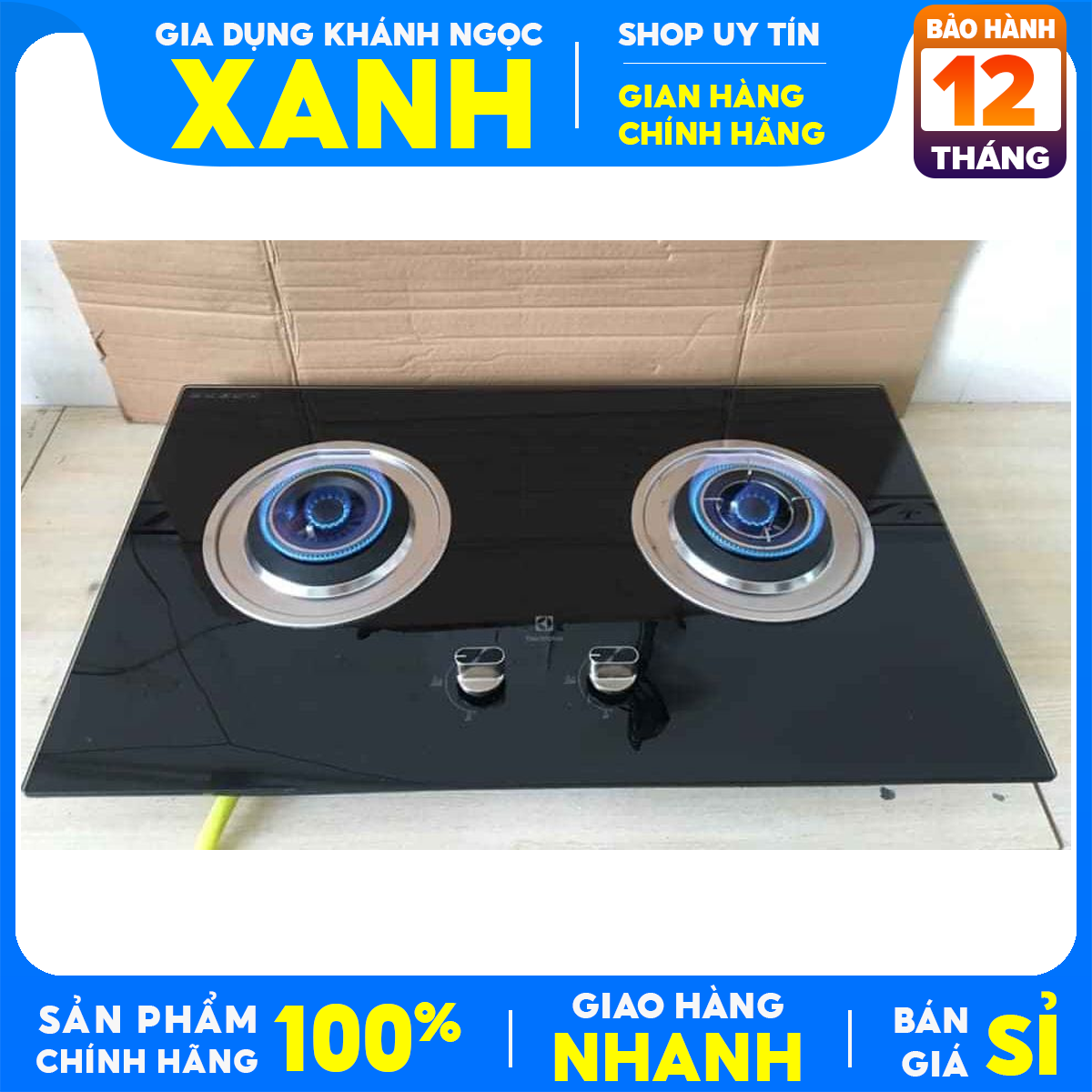 Bếp gas âm đôi cao cấp Electrolux EHG723BA Trưng bày Mới 98-99% +Tặng dây gas, tiết kiệm gas, đánh lửa IC, có đầu hâm- Bảo Hành 12 Tháng