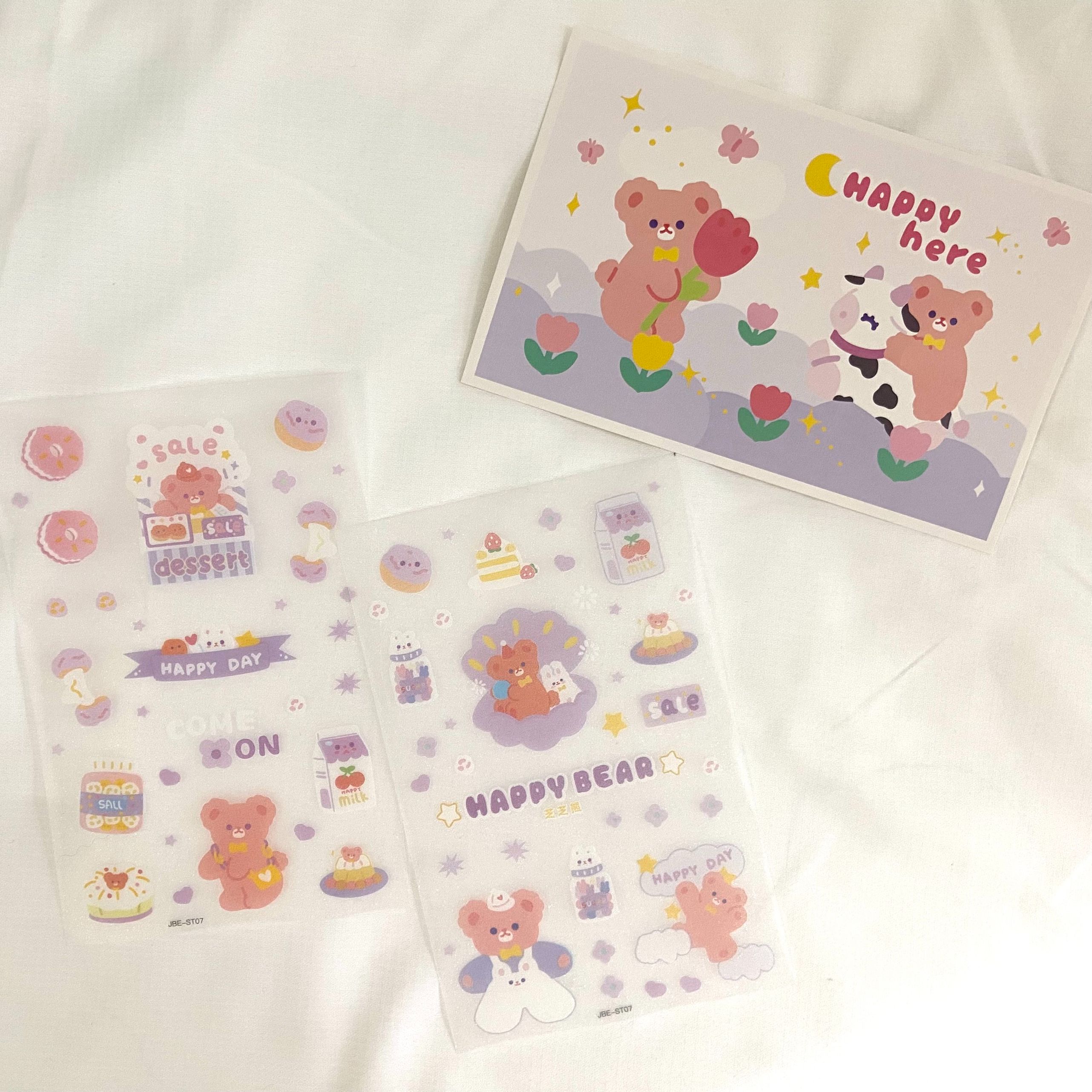 Sticker cute hoạt hình dễ thương, hình dán cute 4 sticker chống thấm nước trang trí sổ đáng yêu