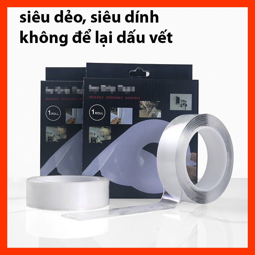 (Loại XỊN dài 3m, dày 2mm) Băng Keo 2 Mặt Siêu Dính Đa Năng Trong Suốt Dán Trên Mọi Bề Mặt ( Loại Tốt)