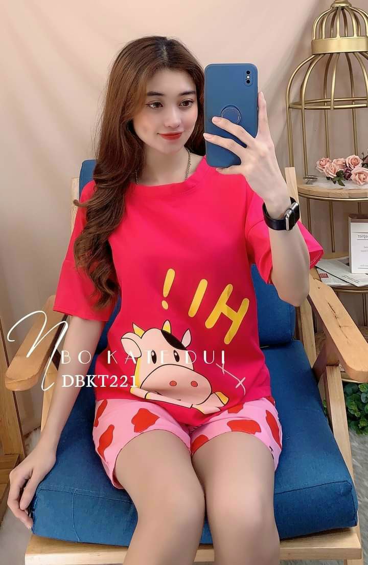 Bộ mặc nhà kate lụa đùi thoáng mát sunri shop bộ đùi mặc nhà bò sữa siêu kute mẫu hot trend freesize 55kg trở xuống