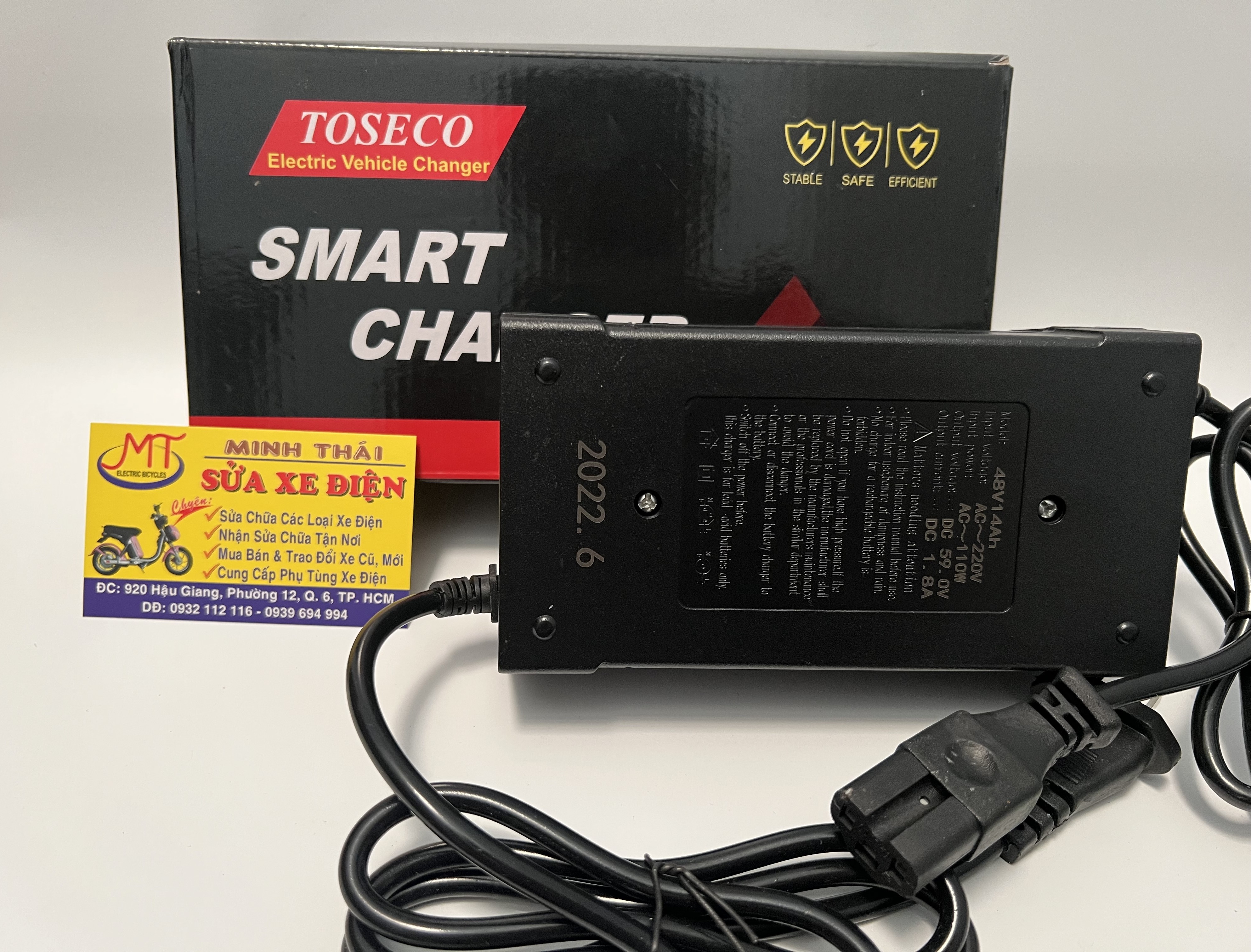 Cục sạc xe đạp điện toseco 48v-14ah- 12ah sử dụng được cho loại 12ah xe điện minh thái