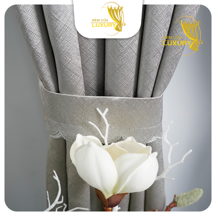 Rèm Cửa Sổ Dán Tường Màu Xám Trắng Chống Nắng Chất Liệu Vải Gấm Dệt 3d Decor Phòng Ngủ RÈM CỬA LUXURRY