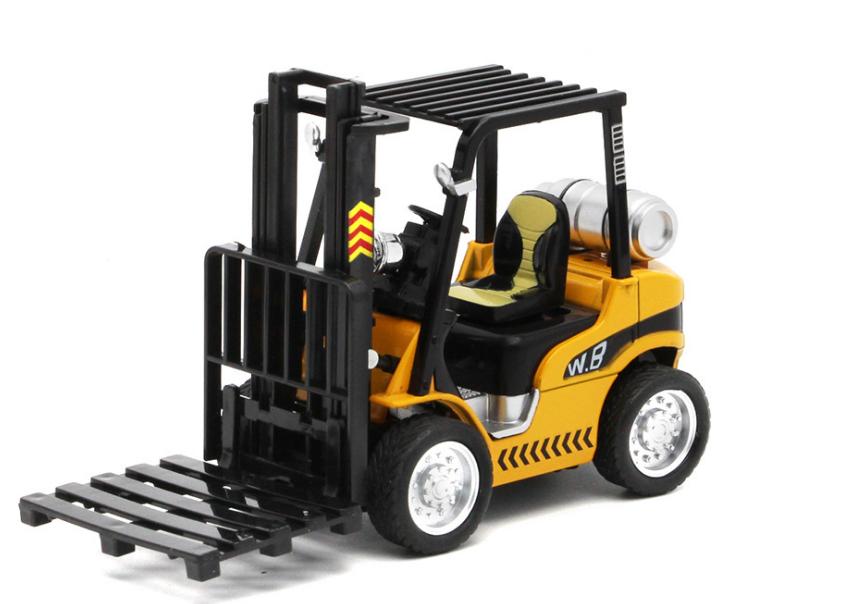 Đồ chơi trẻ em mô hình xe nâng hàng Die-cast có đèn và âm thanh tỉ lệ 1:24 Loại xe có giá nâng nâng hàng