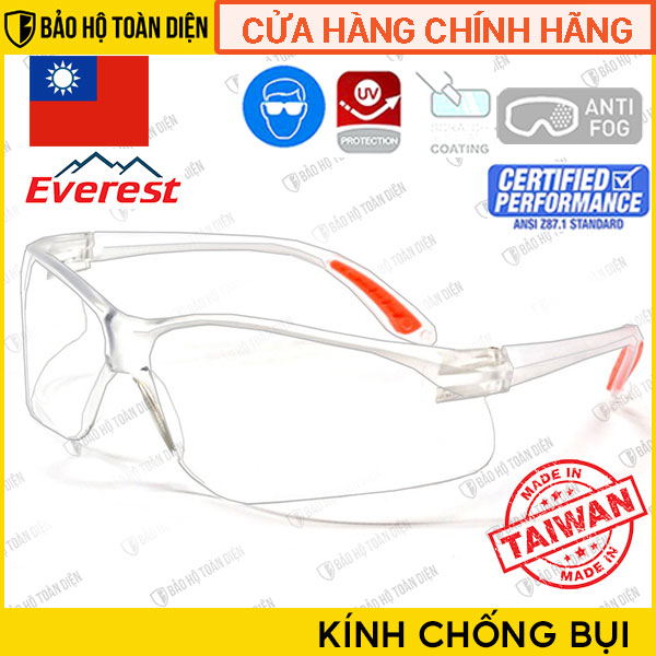 Kính bảo hộ nhập khẩu chống bụi Everest EV 201 _ Kính chống tia UV Đài Loan, thời trang, nhẹ mắt, mang thoải mái