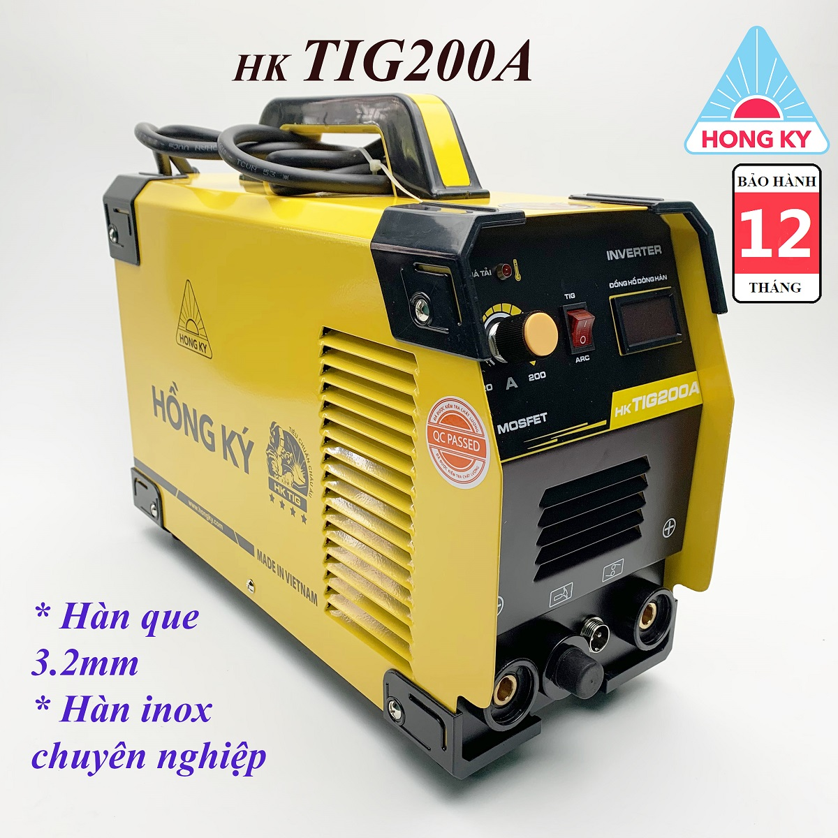 Máy hàn điện tử hồng ký hk tig200a - hàn inox chuyên dụng 2 chức năng hàn que và hàn khí argon