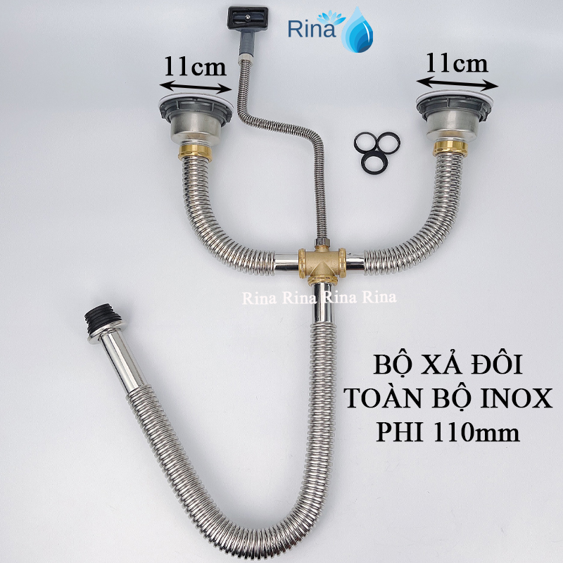 DẦU SÔI KHÔNG LO HƯ XẢ- BỘ XẢ RỬA CHÉN FULL TOÀN BỘ INOX CAO CẤP 304 Rina, bộ ống thoát bồn rửa bát chất liệu inox 304 BỀN THOÁT NHANH, XI PHONG RỬA CHÉN