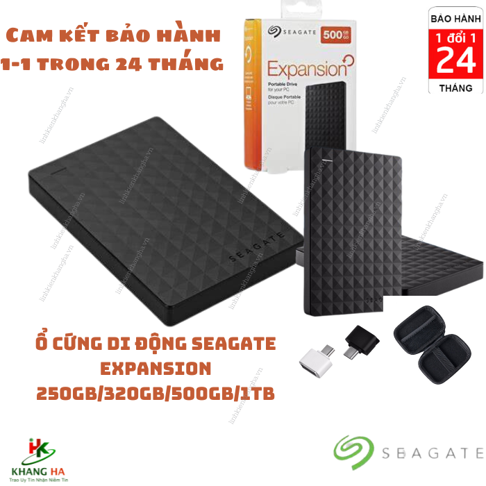[HCM]Ổ Cứng Di Động 250GB/320GB/500GB/1TB 3.0 Seagate Expansion -Hàng Nhập Khẩu - Bảo hành 24 tháng 1 đổi 1 -  Tặng kèm bộ đôi đầu chuyển OTG MICRO USB -TYPE CTặng túi chống sốc