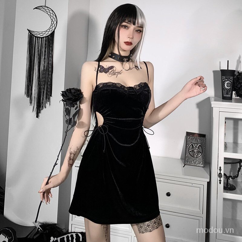 Đầm cúp ren hoa hở eo sexy váy body cúp ngực D119