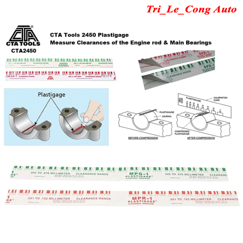 Thước dẻo đo khe hở trục khuỷu bạc tay biên dải Dụng cụ động cơ Vòng bi chính màu xanh lá đỏ dên cốt máy nhựa CTA 2450