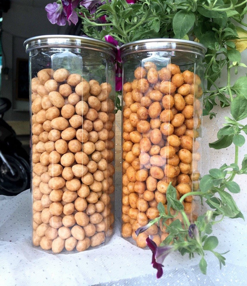 Đậu phộng rang tỏi ớt - hũ 500gr - hạt nhà bắp