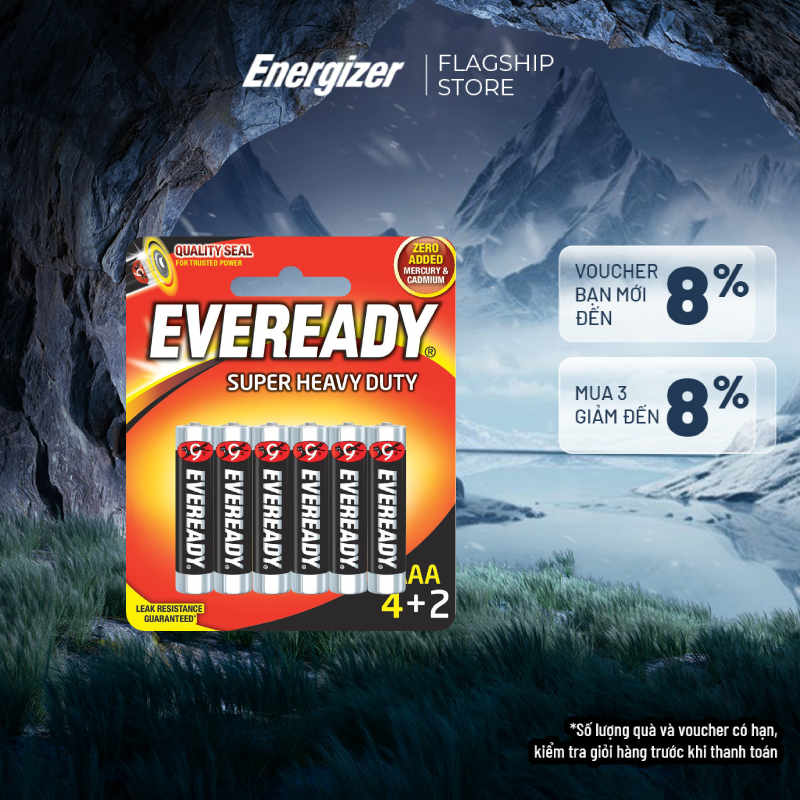 Pin eveready super h.duty 1212 bp4+2 aaa