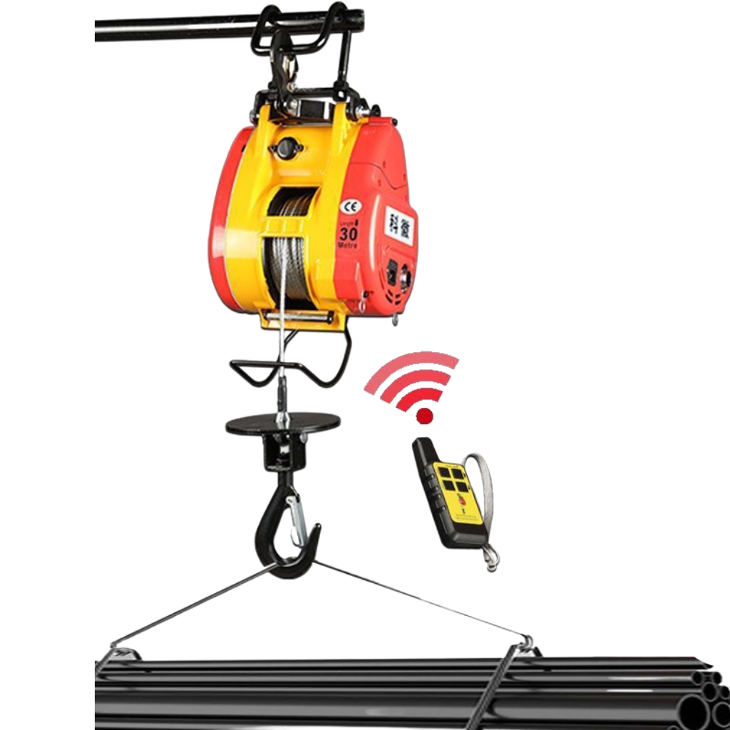 Máy tời treo 500kg, tời điện chổi than hình trái tim mini thế hệ mới chất lượng vượt trội - electric mini winch les-500