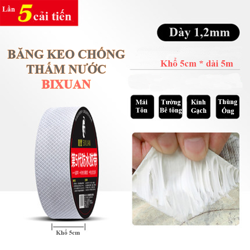 Băng keo dán siêu dính chống thấm nước BIXUAN, băng dính siêu dính chống thấm dột tường, miếng keo dán chống thấm vá mái tôn, băng keo chống thấm bể nước, keo vá nhựa ống nước đa năng,keo chống thấm chống dột mái tôn