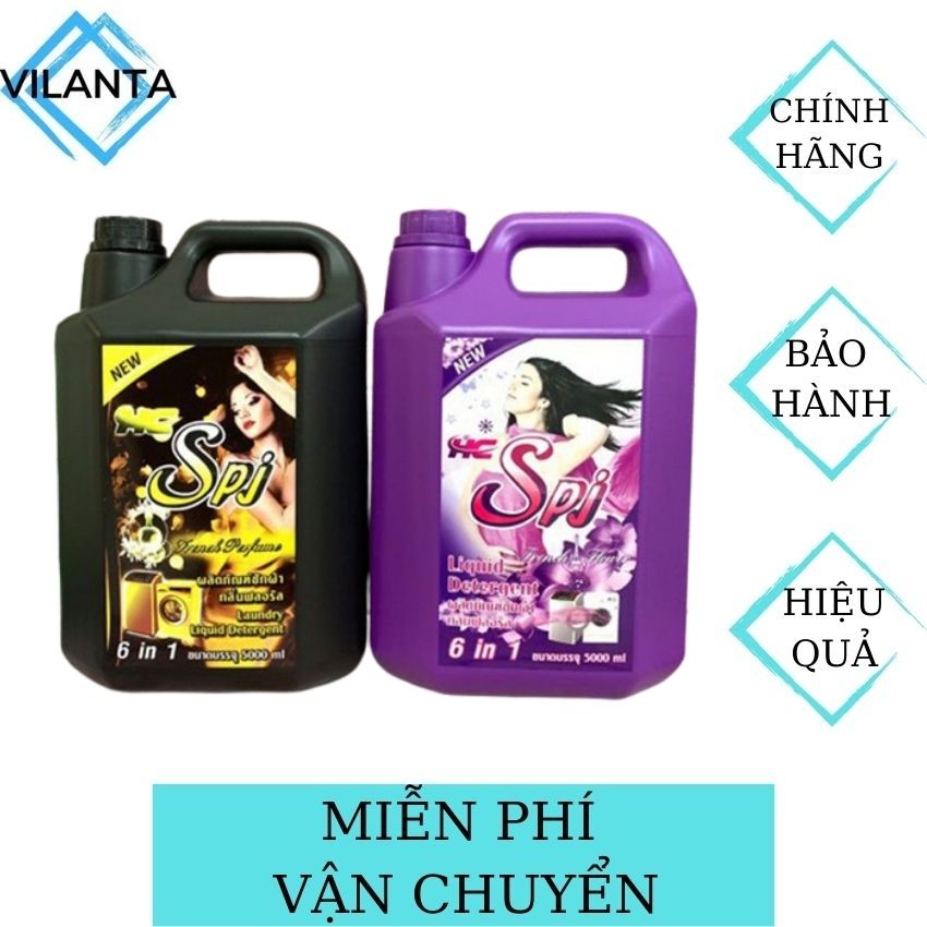 [FreeShip] Nước Giặt Xả SPJ 5000ml Thái Lan VILANTA hương thơm tự nhiên, lưu hương cả ngày dài, tiết kiệm thời gian, giặt tay và máy đều được