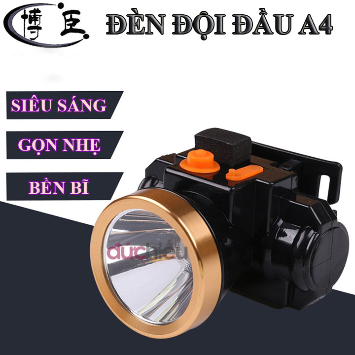 Đèn pin đội đầu sáng mạnh viền vàng ( ánh sáng vàng hoặc trắng ), đèn pin, đèn đội đầu, đèn đeo trán
