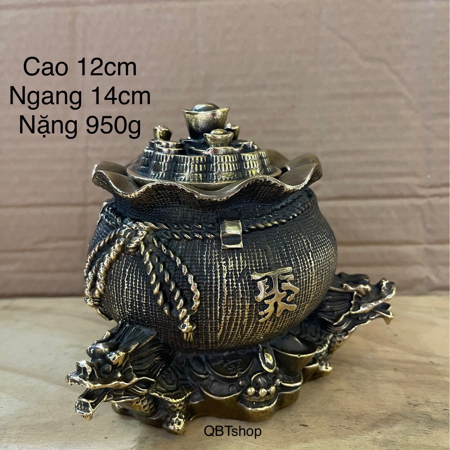 Hũ tài lộc có nắp bằng đồng phong thuỷ