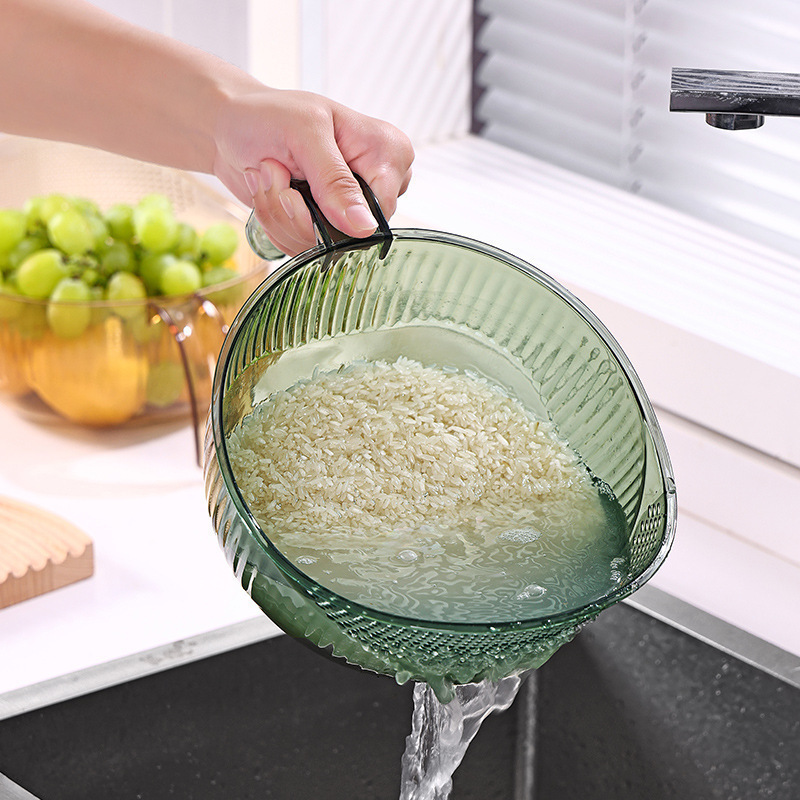 RỔ VO GẠO, RỬA TRÁI CÂY, RAU CỦ CÓ LỖ THOÁT NƯỚC TRONG SUỐT TIỆN LỢI