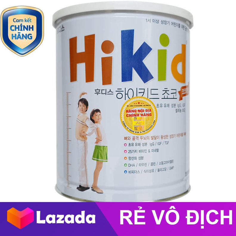 Sữa Hikid Hàn Quốc vị socola 600g, Sữa bột nội địa Hàn Quốc chuyên biệt phát triển chiều cao cho trẻ nhỏ