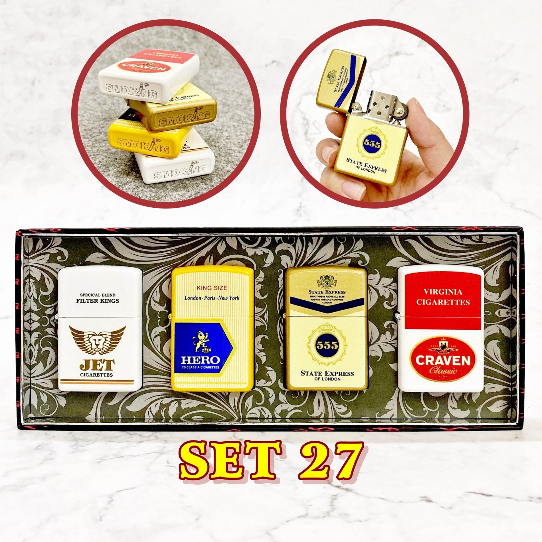 ZIPPO 2 MẶT HÌNH GÓI 555 (XÀI XĂNG)