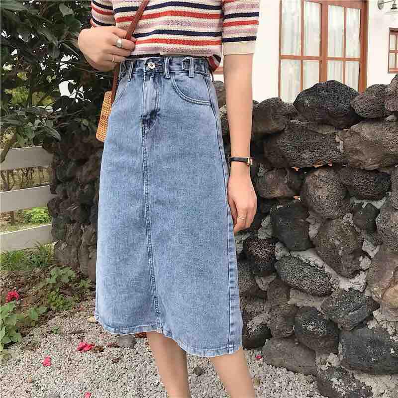 Chân váy cạp cao dài qua gối siêu đẹp
