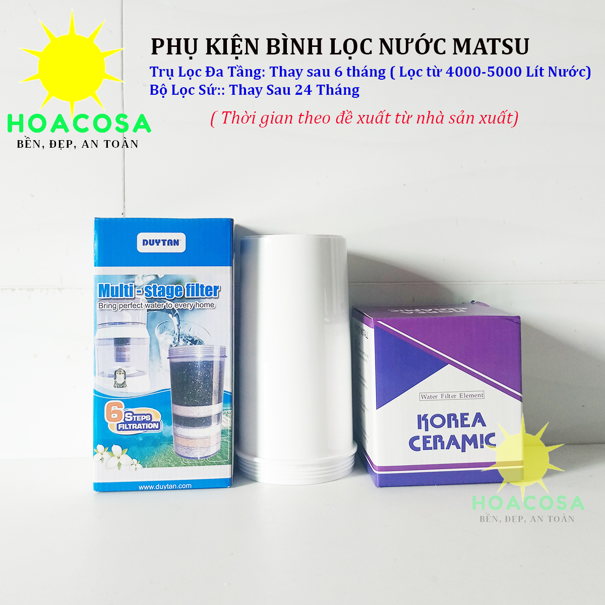 Phụ kiện bình lọc nước matsu: trụ lọc, bộ lọc sứ, vòi từ tính - hàng duy tân chính hãng, đồ gia dụng hoacosa.