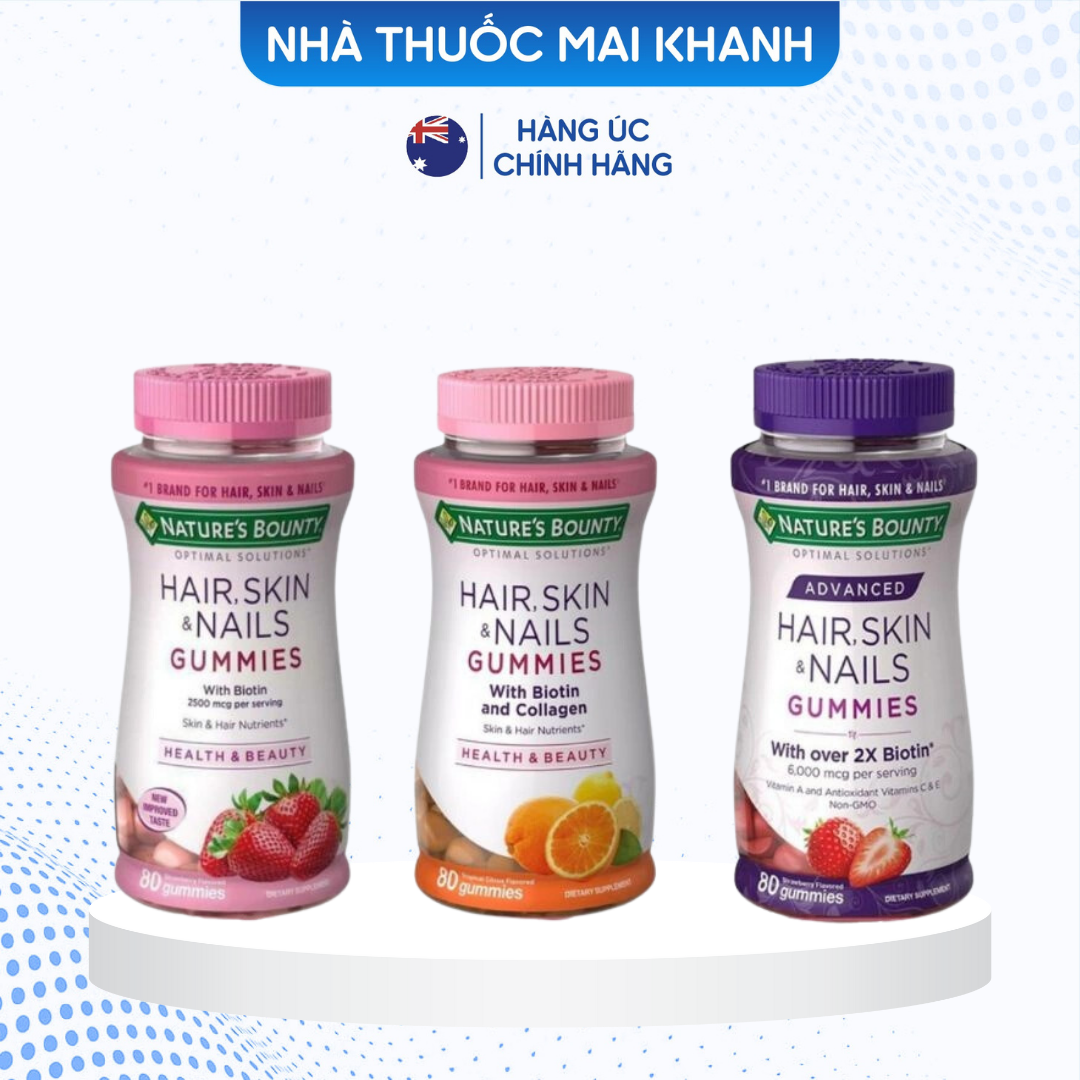 Kẹo dẻo Hair Skin Nails vị dâu 80 viên