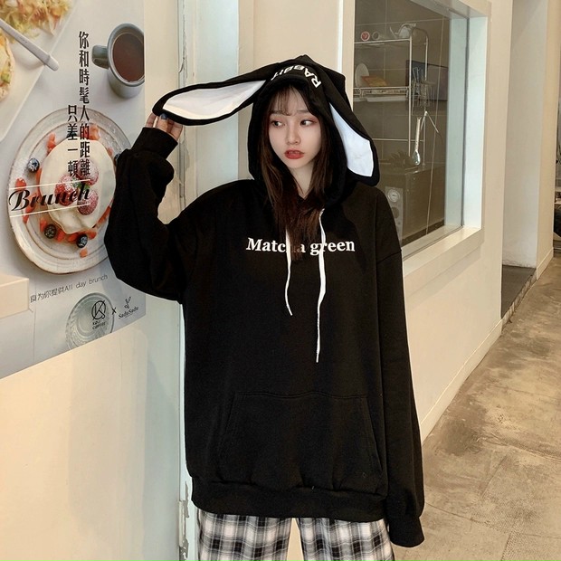[HCM]ÁO KHOÁC HOODIE UNISEX NAM NỮ NÓN TAI THỎ BL