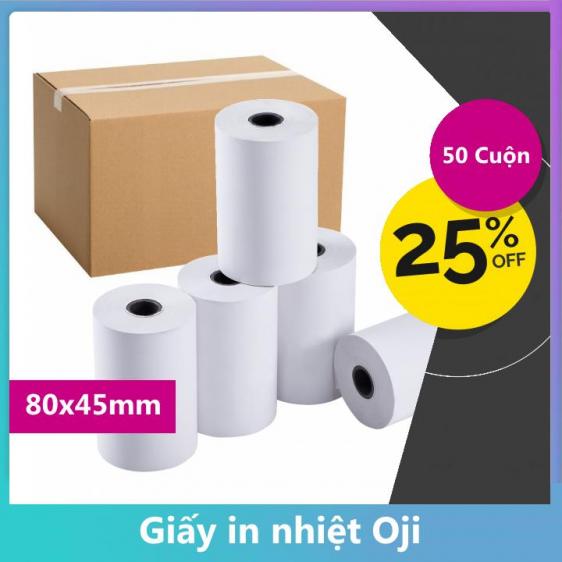 30 cuộn giấy in nhiệt oji khổ k80 phi 45mm