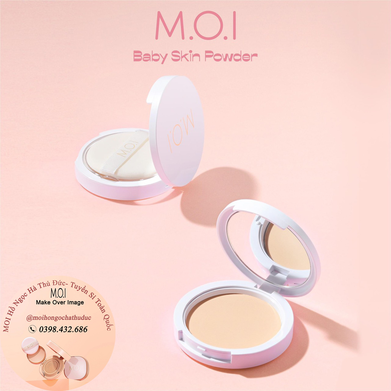 Phấn Phủ M.O.I kiềm dầu kháng nước Baby Skin Powder