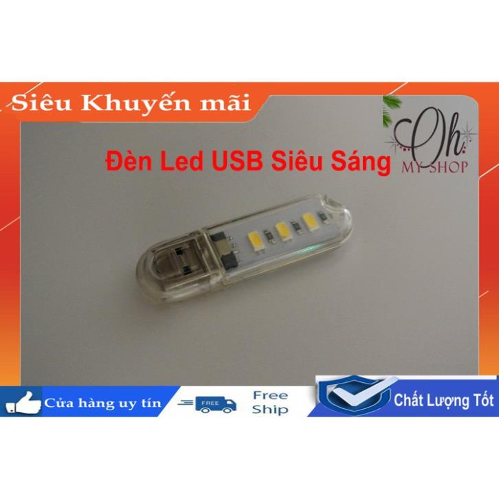 Đèn led usb 3 bóng siêu sáng trắng