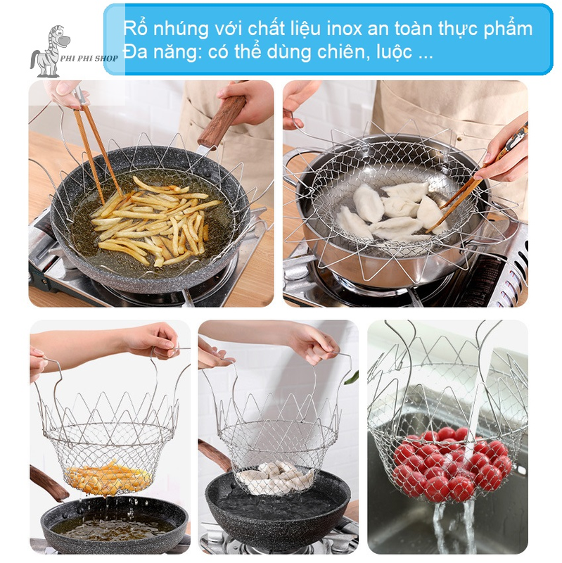 Rổ nhúng inox Fasola Chef Basket SH-152 đa năng , dễ dàng xếp gọn