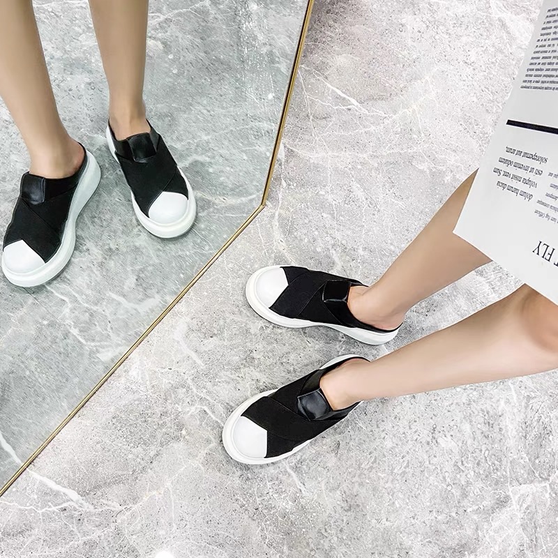 Giày sục nữ lười vá độn đế