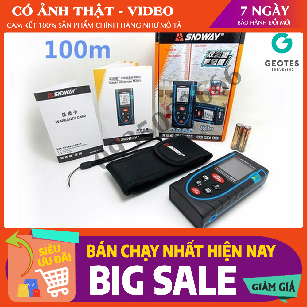 Máy đo khoảng cách bằng tia laser sndway sw-m100 đo 100 mét bảo hành 1 năm