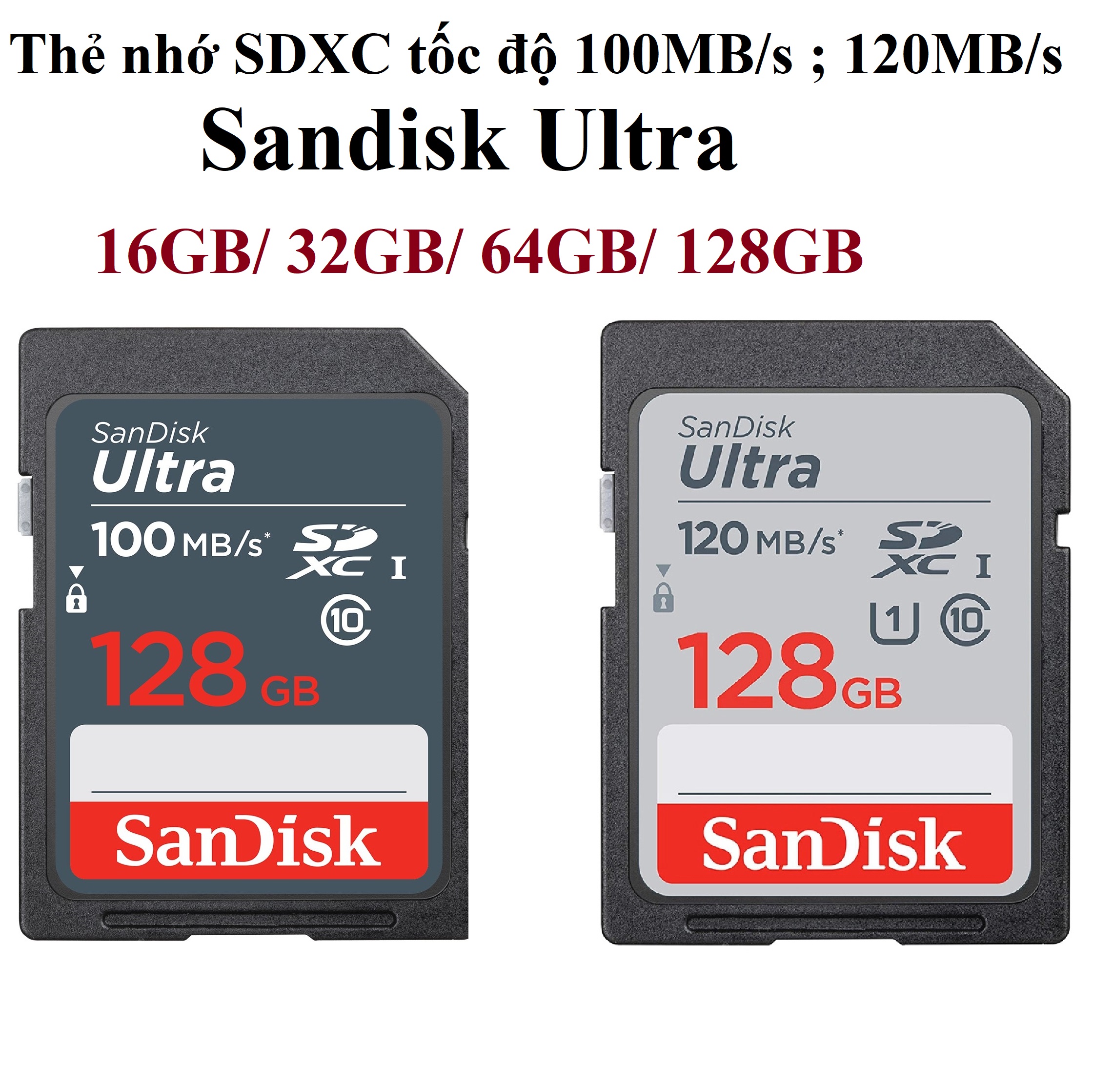 [16GB; 32GB ;64GB;128GB] Thẻ nhớ SD tốc độ 120MB/s SanDisk Ultra