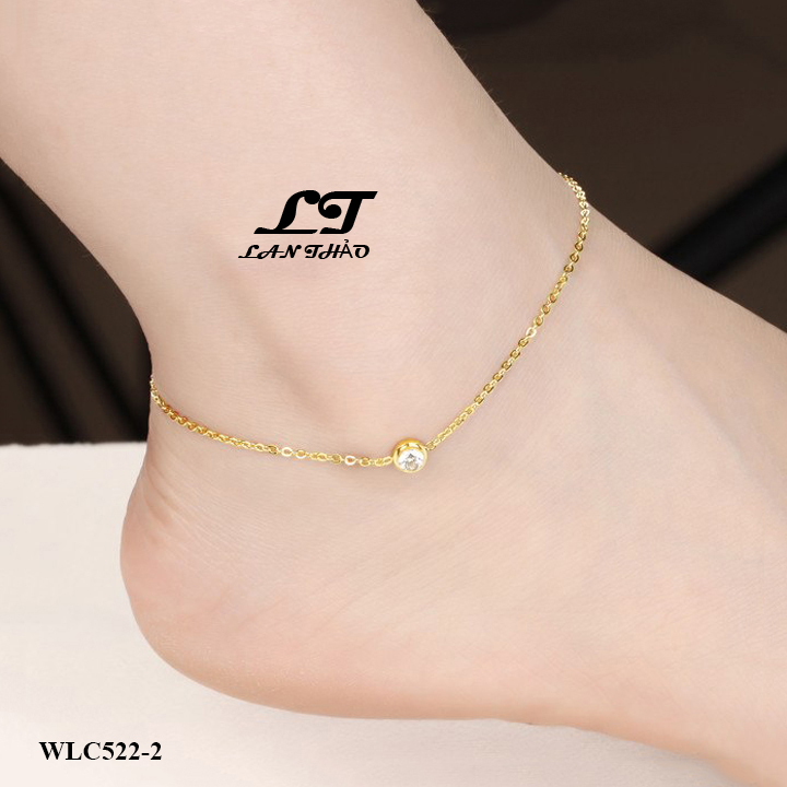 Lắc chân nữ titan đính đá cao cấp (vàng) WLC522-2 Không đen không gỉ sét