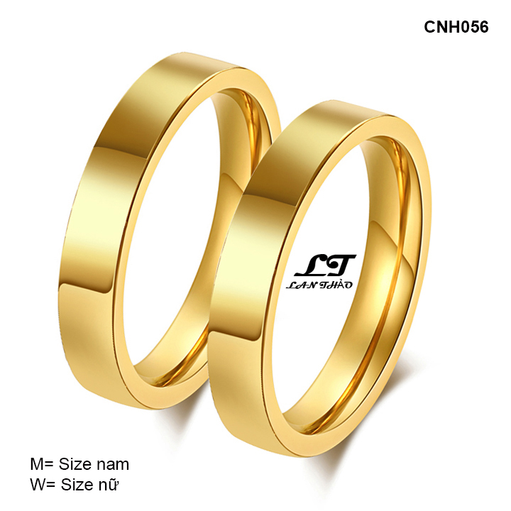 [HCM]Nhẫn cặp đôi mạ vàng trơn bóng CNH056 Không đen không rỉ sét