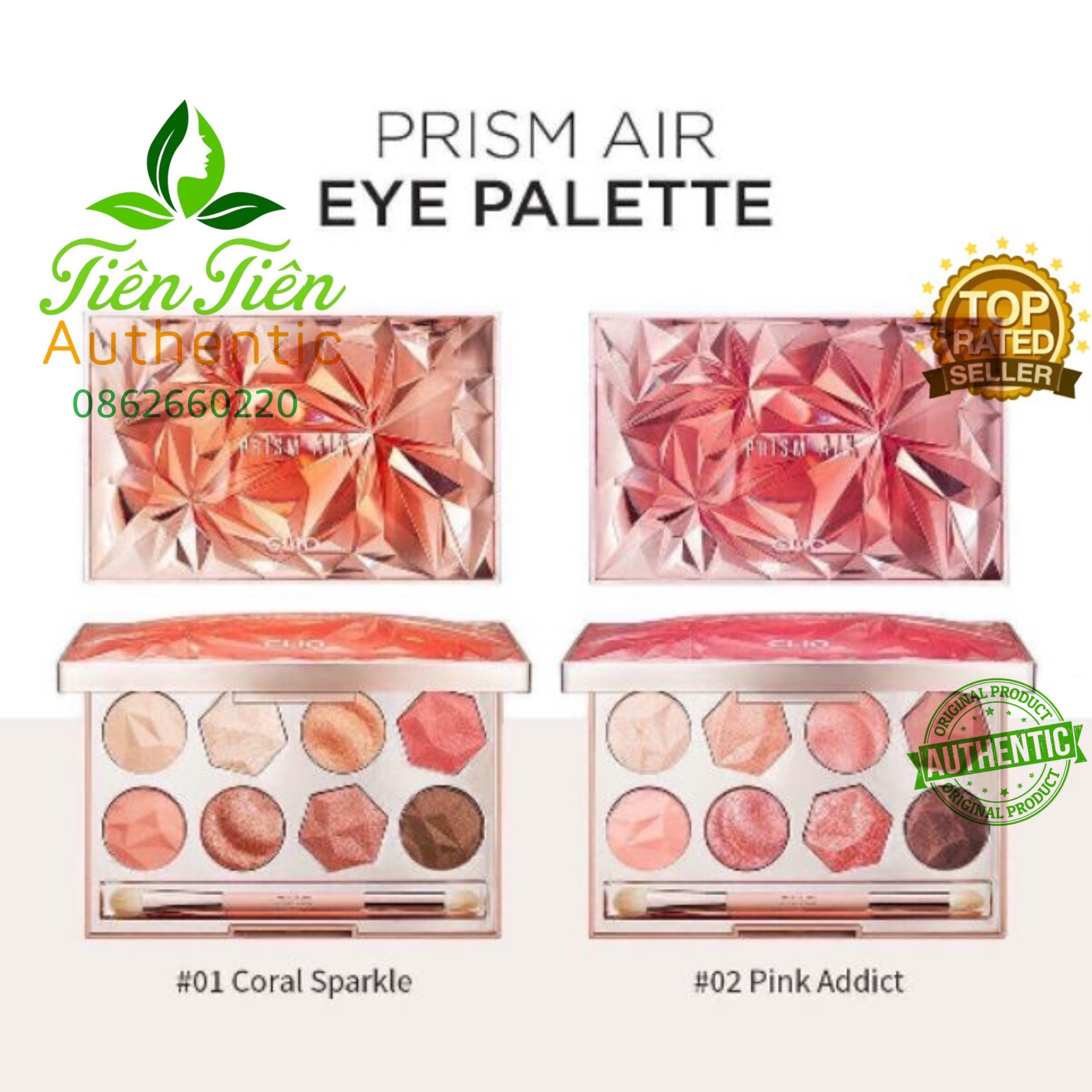 Chia sẻ: 0 clio - bảng phấn mắt clio prism air eye palette 2 tone màu #02 pink addict và #01 coral sparkle