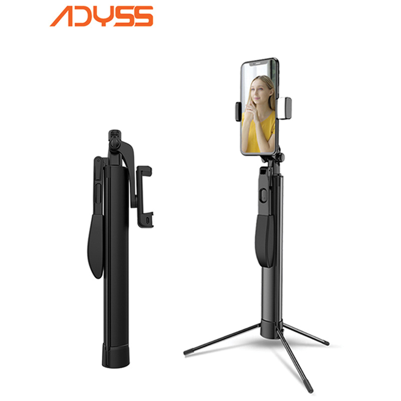 Gậy tự sướng siêu dài 1m 6 kiêm tay cầm quay video chống rung khung kim loại ADYSS A21 có đèn LED, tích hợp Remote bluetooth, hàng chính hãng cứng cáp chất liệu aluminum