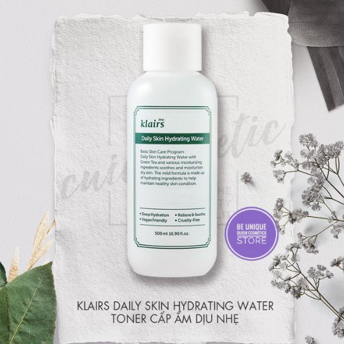 Nước Hoa Hồng Klairs Tinh Chất Trà Xanh Cấp Ẩm - KLAIRS DAILY SKIN HYDRATING WATER 500ml