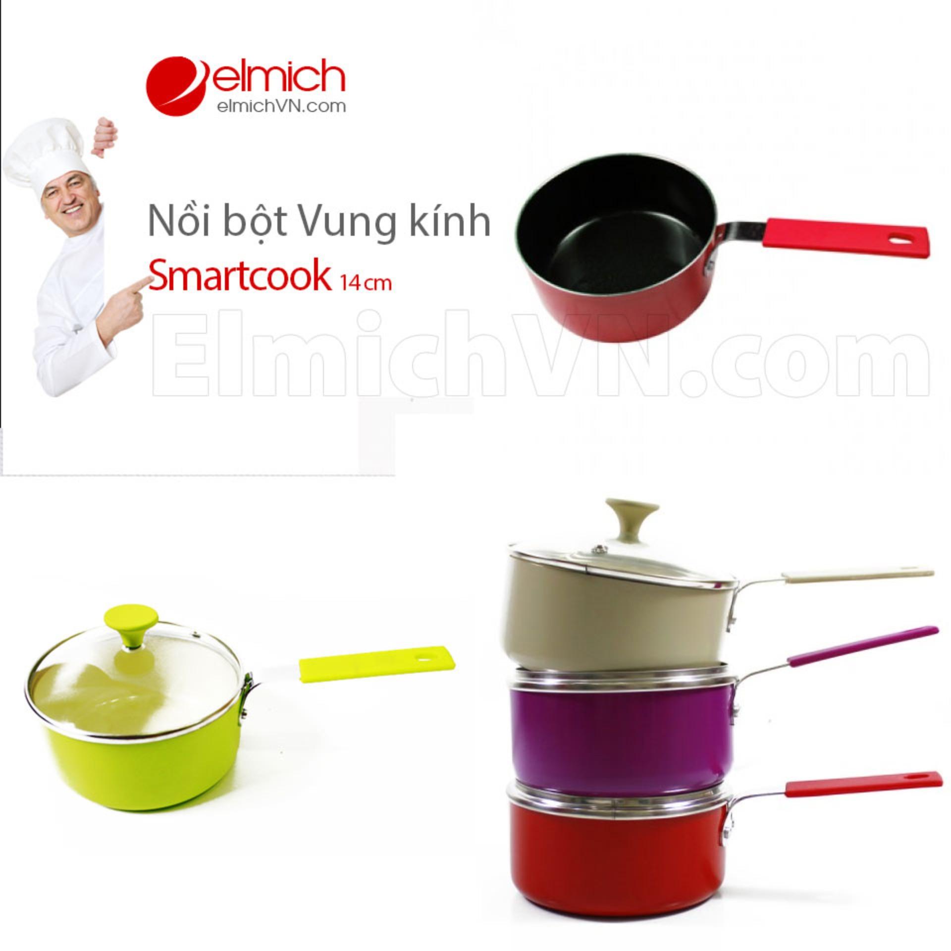 Nồi quấy bột chống dính ELMICH SMARTCOOK 14CM, Nồi nấu bột phủ sứ, Nồi nấu bột an toàn cho bé, Nồi nấu dùng cho bếp bếp ga, bếp điện, bếp hồng ngoại
