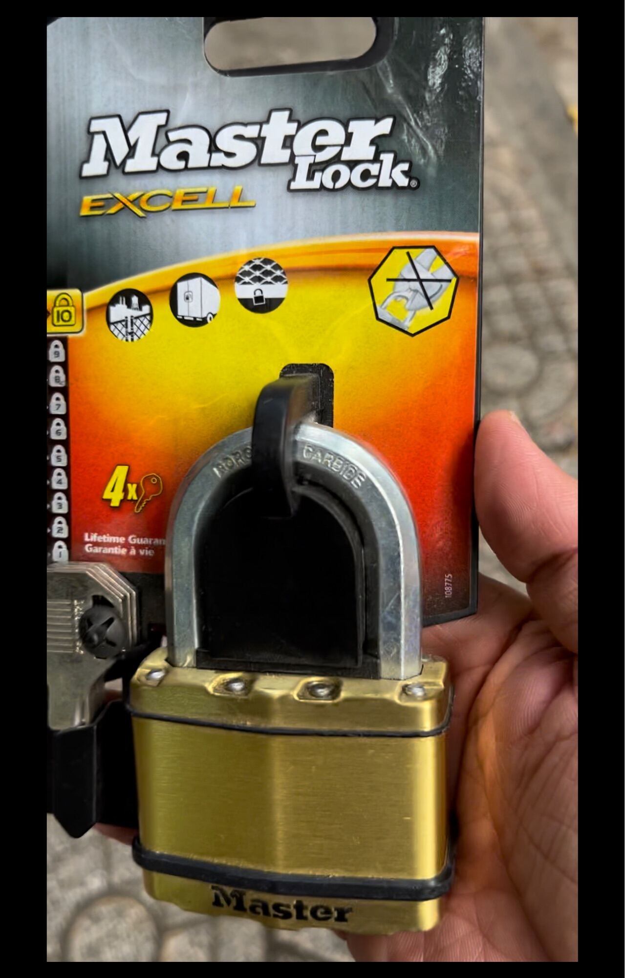 Ổ khóa chống cắt master lock m15 bdlf thân đồng rộng 64mm 4 chìa - luto shop