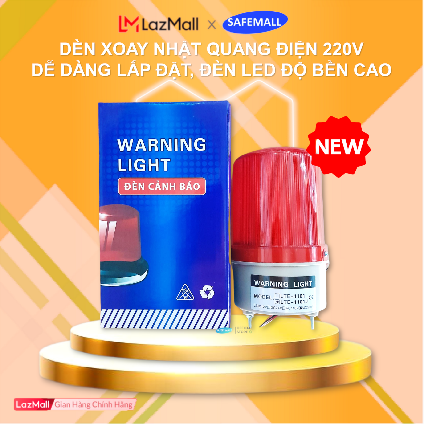 Đèn xoay cảnh báo chống tai nạn Nhật Quang NQ LTE-1101 chạy điện 220V có còi / không có còi, đèn quay cảnh báo khu vực nguy hiểm, Đèn cảnh báo công trình thi công, đèn xoay cảnh báo tín hiệu - Hàng Chính Hãng SAFEMALL